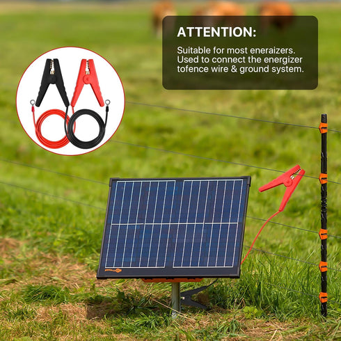 6 Pcs Electric Fence Wire Connect,3 Ft Electric Fence Charger Solar Fence Charger Fence Lead Copper Wire with Alligator Clip (Black+Red)...