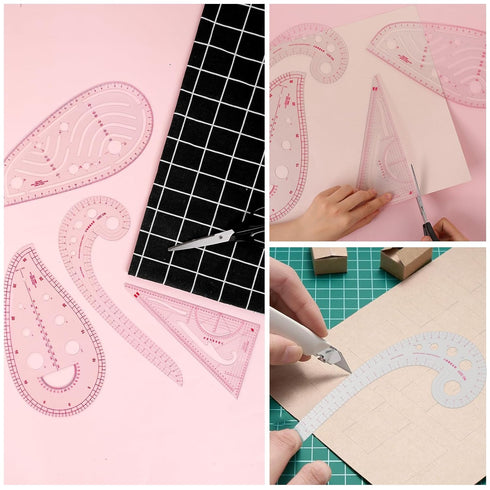 Sew French Curve Metric Ruler, 4 Style Plastic Sewing Tools Measure Ruler French Curve Pattern Ruler Kit for Sewing Pattern Making Design DIY Dres...