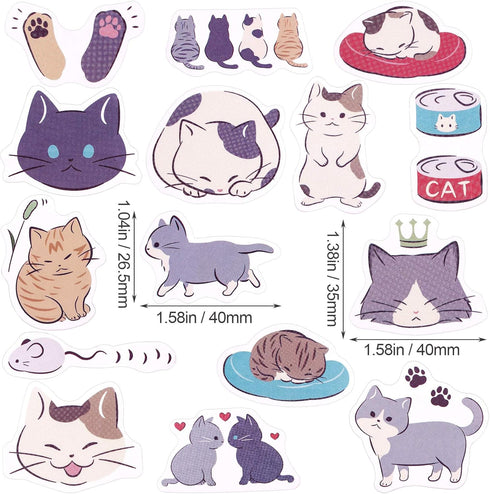 OIIKI 225 PCS Cat Scrapbook Stickers, Mini Size Laptop Stickers Decals, DIY Decoration Stickers for Scrapbook, Laptop, Travel Case, Calendars (5 P...