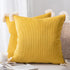 Phantoscope Pack of 2 Corduroy Soft Pillow Covers Decorative Striped Velvet Throw Pillows with Cotton Tassels Ultra Solid Cushion Covers Pillowcas...
