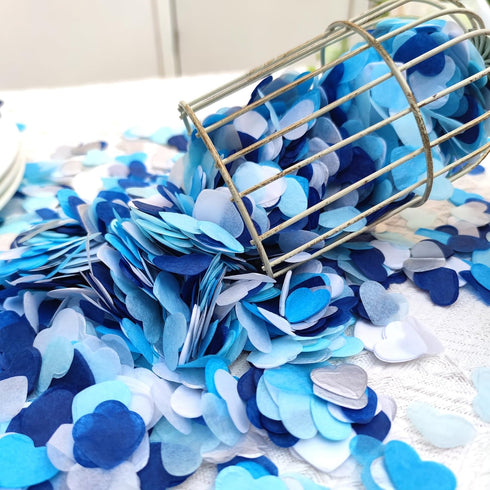 Blue Silver Tissue Paper Heart Confetti Wedding Engagement Bridal Shower Decor Table scatter 1 Inch Pack of 6000...