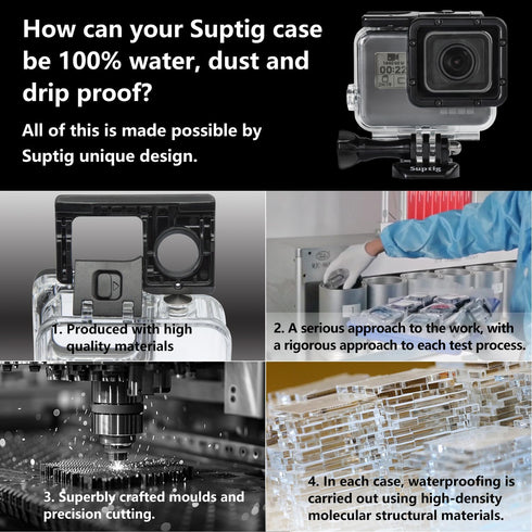 Suptig Case Housing Waterproof Case for Gopro Hero 7 Black Gopro Hero 5 Gopro Hero 6 Gopro Hero 2018 Action Camera Waterproof 147ft(45Meters)...