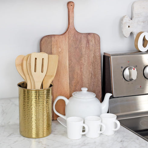 Darware Hammered Gold Kitchen Utensil Holder / 7-Inch Tool Caddy, Store All Your Wooden Spoons, Spatulas, & More...