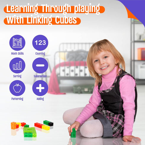 SpriteGru Math Linking Cubes, Set of 100 Math Cubes Manipulative Connecting and Counting Snap Blocks for Early Math and Construction, Educational ...