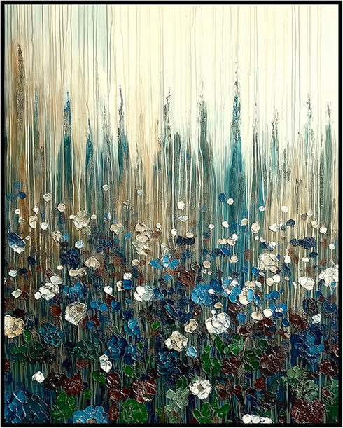 Posterizer 1 pcs-tranquil meadow scene-field of flowers in oil painting style 4-Landscape & Nature Art-Floral & Botanical Art-Decor for Home & Off...