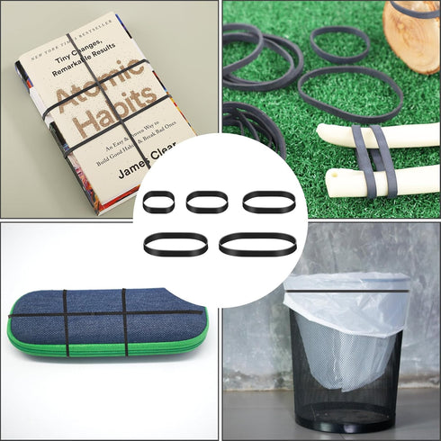 100pcs Black Rubber Bands, 5 Sizes Heavy-Duty Thick Rubber Band Assorted Wide Elastic Band for Litter Box File Folder Camping Hiking Home School O...