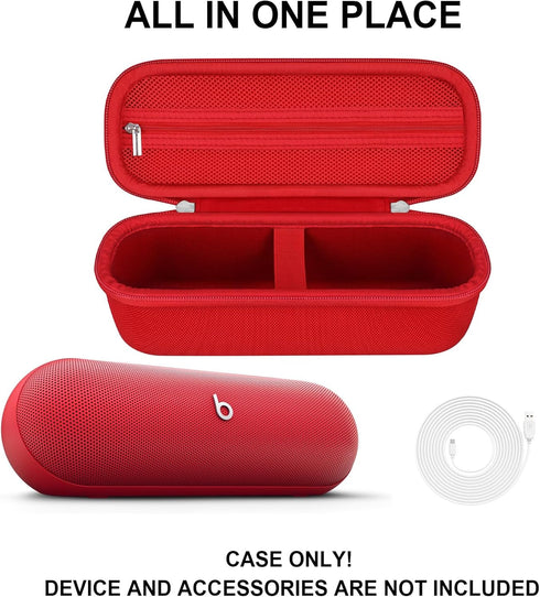 Hard Carrying Case for Beats Pill - Wireless Bluetooth Speaker, Wireless Portable Speaker Protection Case with Mesh Pocket for Charging Cables, Re...