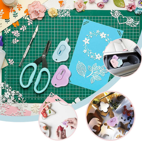 3Pcs Mini Paper Cutter Box Cutter Retractable with Key Chain Hole, Portable Letter Opener with Cute Cloud Shape, School And Office Supplies,Office...