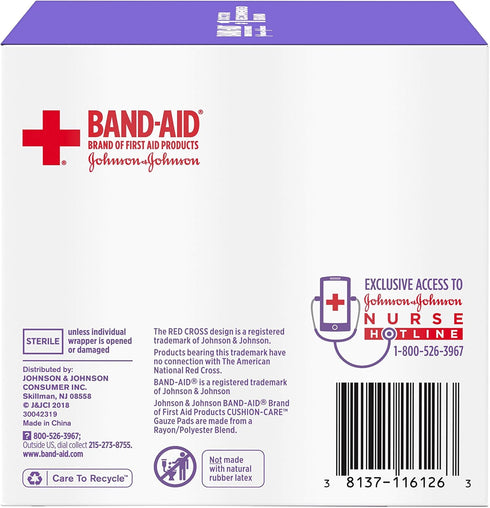 Band-Aid Brand Cushion Care Non-Stick Gauze Pads, Individually-Wrapped, Medium, 3 in x 3 in, 25 Count (Pack of 1)...
