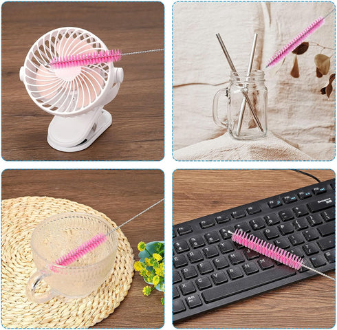 PATIKIL 10"x3/8" Long Straw Brush, 10 Pcs Drinking Straw Cleaning Brush Nylon Pipe Tube Cleaner Brush for Cleaning Straws Pot Spout, Pink...