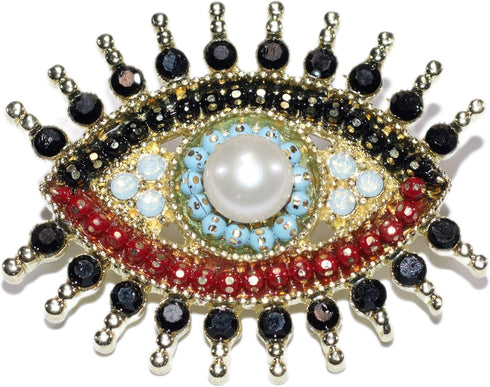 Lucky Charm Evil Eye Aojo Brooch Pin for Women Fully-Jewelled with Freshwater Pearl& Rhinestone Crystal for Wedding Party Prom Gift Necklace Dual ...