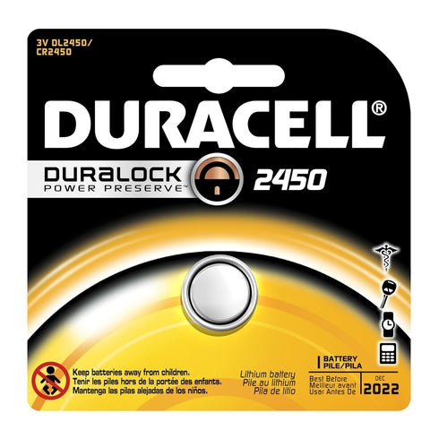 Duracell DL2450 Lithium Coin Battery, 2450 Size, 3V, 540 mAh Capacity (Case of 6)...