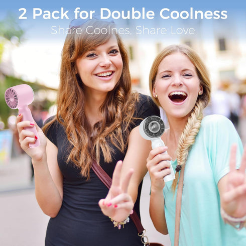 COMLIFE Handheld Mini Fan, 2 PACK Portable Turbo Fan, Recharged Battery Operated Personal Small Pocket Fan with 3 Speed for Women Men Girls Kids I...