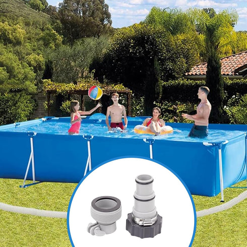 4-Pack Pool Hose Adapters with Clamps - 2 Types Connectors for Threaded Connection Pump - Replacement for 1.5/1.25 Inch Hoses - Ideal for Above Gr...