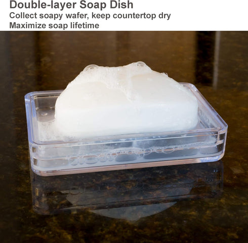 Youngever 4 Pack Soap Holders, Detachable Soap Dish, Soap Saver, Clear Bar Soap Holders for Shower, Sink Bathroom...