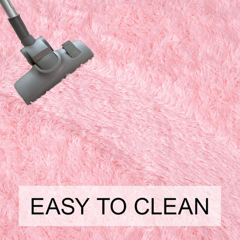 junovo Ultra Soft Washable Shaggy Rug - Non-Slip Oval Carpet for Nursery, Kids Bedroom & Home Decor (2.6x5.3ft Pink) | Plush Fluffy Floor Mat for ...