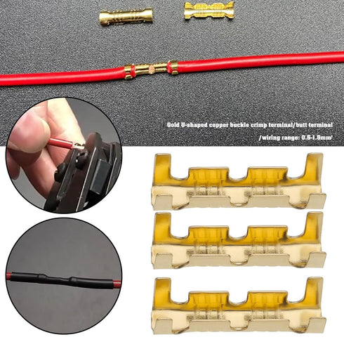 eMagTech 200Pcs Brass Crimp Electrical Connector Wire U-Shaped Terminal, U-Shaped Brass Crimp Terminal Connectors Suitable for Lines 0.5-1.5mm²...