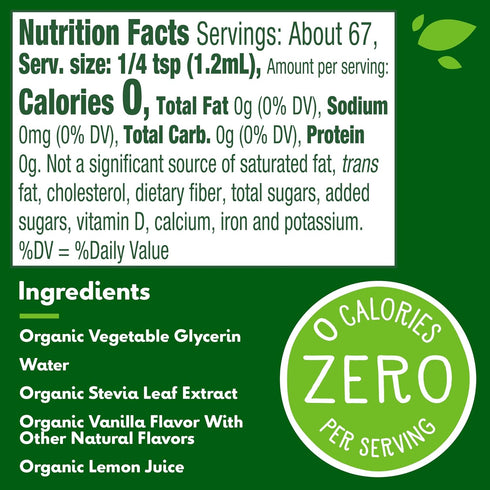 Truvia Organic Zero-Calorie Liquid Stevia Sweetener, 2.7 fluid ounce bottle, Vanilla flavor...