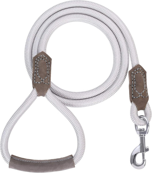 Mile High Life | Premium Leather Dog Leash | Strong Rope Leash | Leather Handle | Zinc Alloy Strong Clasp | Small Medium Large Dogs | 4/5/6 Feet(S...