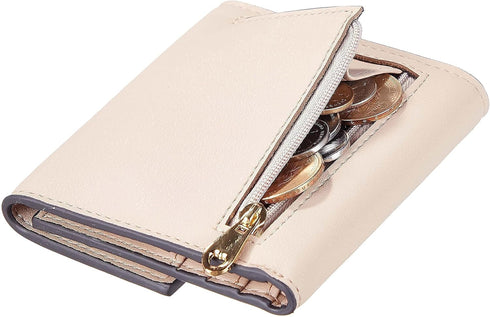 Travelambo RFID Blocking Small Mini Compact Wallet Coin Pouch Holder Trifold Credit Card Holder Pocket Purse for Women (Napa Sand)...
