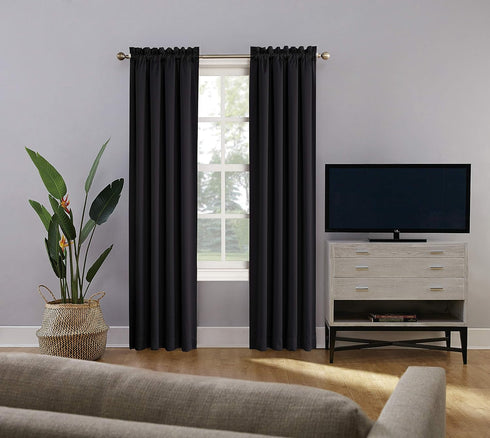 Sun Zero Oslo Theater Grade Extreme Total Blackout Rod Pocket Curtain Panel, 52" x 84", Black...