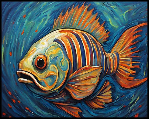 Posterizer 1 pcs- Abstract print of an orange fish in the sea-Art for Animal Lovers-Abstract & Modern Art- Gift for Men Women Entrepreneur -Decor ...