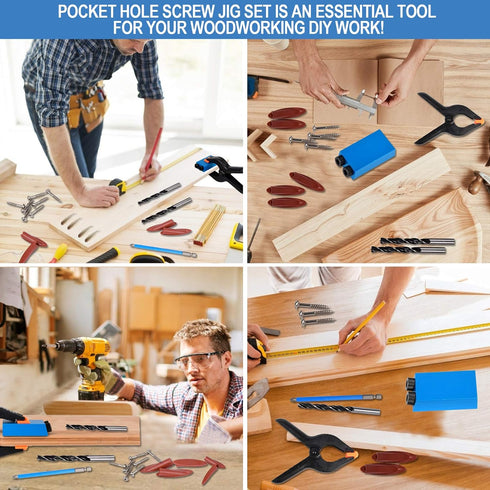 34 Pcs Pocket Hole Jig, Woodwork Guides Joint Angle Tool 15 Degree Holes Puncher Locator Dowel Jig Kit, Hole Positioning Fixture with Screws Sprin...