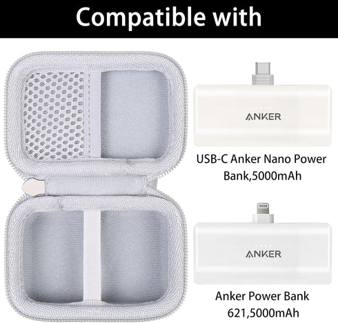 khanka Hard Travel Case with Anker 621 Nano Power Bank,5,000mAh Portable Charger,Case Only (White)......