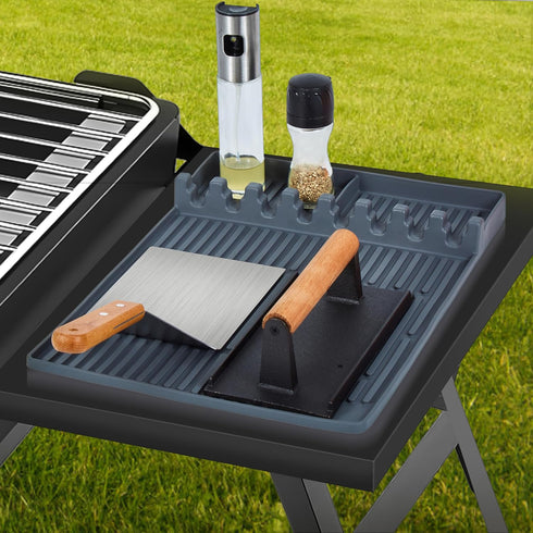 ISSEVE Silicone Griddle Tools Mat for Blackstone, Large Silicone Spatula Mat with Drip Pad, Grill BBQ Caddy Utensils Holder for Kitchen, Cooking &...