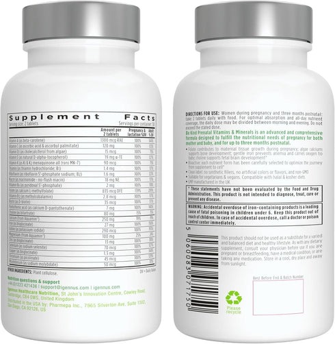 High Absorption Methylated Prenatal Multivitamin, Folate for MTHFR, Clean Label, Gentle Iron, Choline, Natural Calcium & Magnesium, Vegan Vitamins...