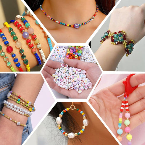 EYENICE 1200 Pieces Multicoloured Letter Beads Kits for Jewelry Making,A-Z Alphabet Beads and Number Beads for DIY Necklace,Bracelet,Crafts, Keych...