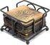 StonKraft Wooden Tea Coffee Coasters/Rustic Vintage Look Coasters Set with Wrought Iron Holder...