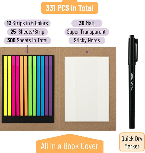 Mr. Pen- Transparent Bible Highlighter Tape and Sticky Note Set, 331 Pcs, Sticky Note Tabs, Sticky Index Tabs, Highlighter Strips, Highlight Strip...