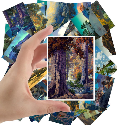 Large Stickers 24 pcs (2.5"x3.5" Each) Fantastic Landscapes Vintage Postcards Saturated Retro Greeting Card Reprint...