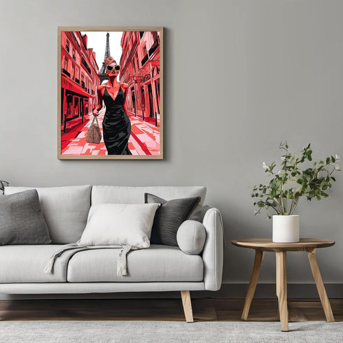 Posterizer 1 pcs-glamorous woman in stylish Parisian street 1-Inspirational Women's Art-Adventure Wall Art-Gift for Women, Fashionistas, Designer ...