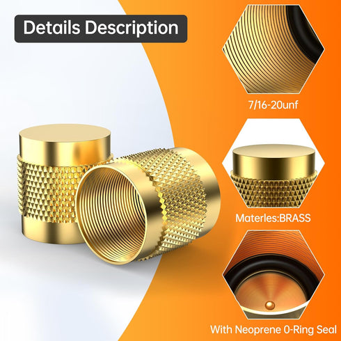 25 Pcs 1/4" Flare Cap, Round Brass W/Neoprene O Ring Seal, Plumbing, HVAC, Fittings & Valves Flare Tube Fittings Caps...