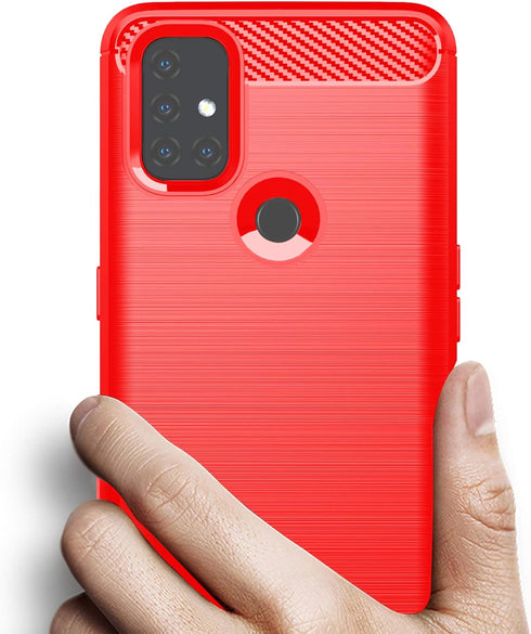 Osophter for Oneplus Nord N10 Case Shock-Absorption Flexible TPU Rubber Protective Cell Phone Cover for Oneplus Nord N10 5G(Red)...