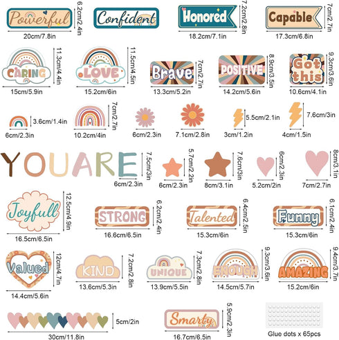 Affirmation Station Boho Bulletin Board Decorations Set,Groovy Classroom Cutouts Decor,Inspirational Positive Bulletin Board Retro Classroom Wall ...