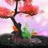 Aquarium Plants Decoration, Plastic Pink Cherry Blossom Tree & Grass Ornament, Tank or Aquarium Decorations, Suitable for Reptile Hermit Crab Liza...