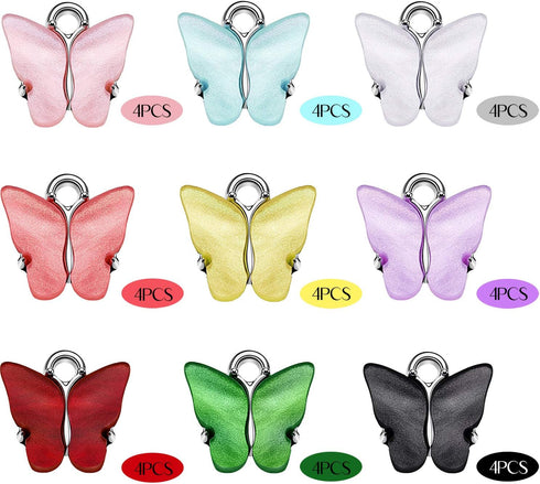 Hicarer 36 Pieces Butterfly Charms Acrylic Butterfly Pendant Charms for Earrings Bracelets Necklace DIY Jewelry Pendant Making(Multicolor)...
