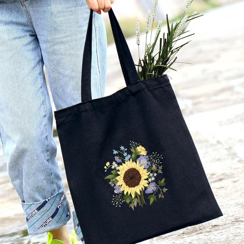Harimau Beginner Canvas Tote Bag Embroidery Kit,Happy Kitten Pattern,Cross Stitch Kits, Including Stamped Embroidery Bag with 1 Embroidery Hoops,N...