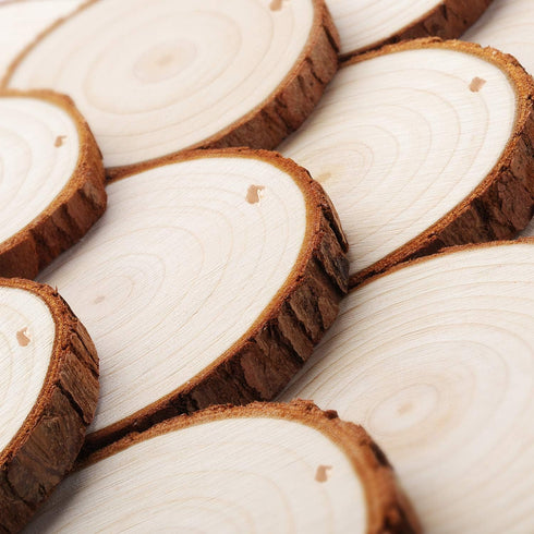 Fuyit Wood Slices 30 Pcs 2.0-2.4 Inches Craft Wood kit Unfinished Predrilled Tree Slices with Hole, Wooden Circles for Arts and Crafts Christmas O...