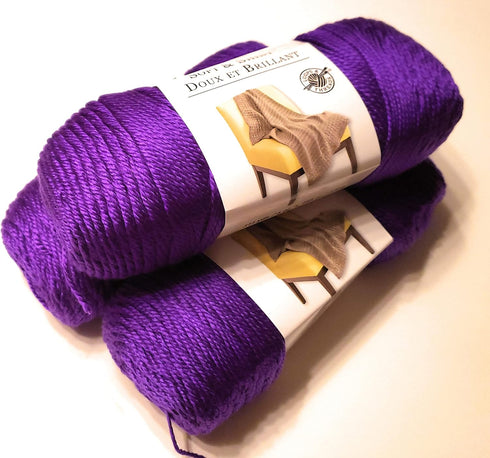 Soft & Shiny Yarn by Loops & Threads - 1 Skein - 6 Ounces - 311 Yards - Purple......