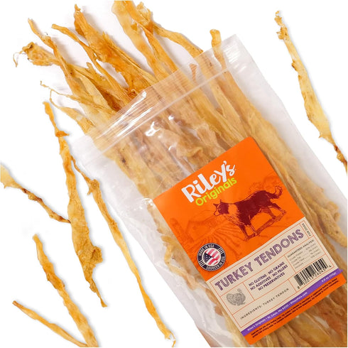 Riley's Turkey Tendons for Dogs Made in The USA & Sourced in The USA - Single Ingredient Dog Treats - All Natural Turkey Tendon Chews for Dogs - 4...
