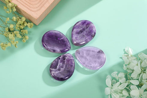 CrystalTears Amethyst Crystal Worry Stone Thumble Polished Healing Crystals Pocket Palm Stone Thumb Worry Stones for Anxiety Stress Relief Crystal...
