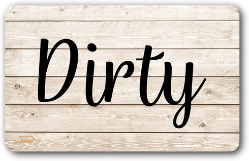 Rustic & White Wood Clean Dirty Magnet for Dishwasher, Reversible Dishwasher Magnet Clean Dirty Sign, Magnetic Dish Washer Sign Indicator, Rustic ...