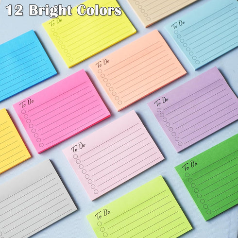 (12 Pack) to Do List Sticky Notes, 3x4 in Post, 504 Sheets to Do lined Sticky Notes, 12 Colors to Do List Notepad, to Do List Planner, Daily to Do...