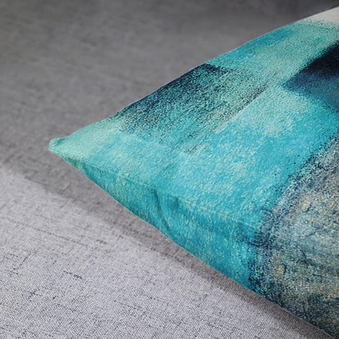 Emvency Set of 2 Teal Throw Pillow Covers Modern Abstract Painting Turquoise White and Gray Decorative Pillow Cases Home Decor Standard Square 18x...