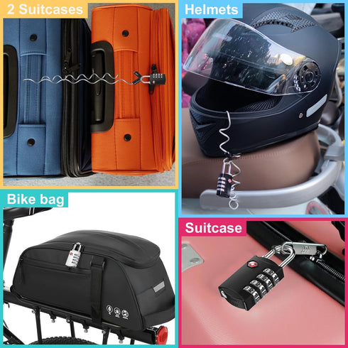 ZHEGE Luggage Lock 4 Pack, 1 Cable, TSA Approved Cable Lock for Backpack, Suitcase, School Gym Locker (Black, 4Pack)...