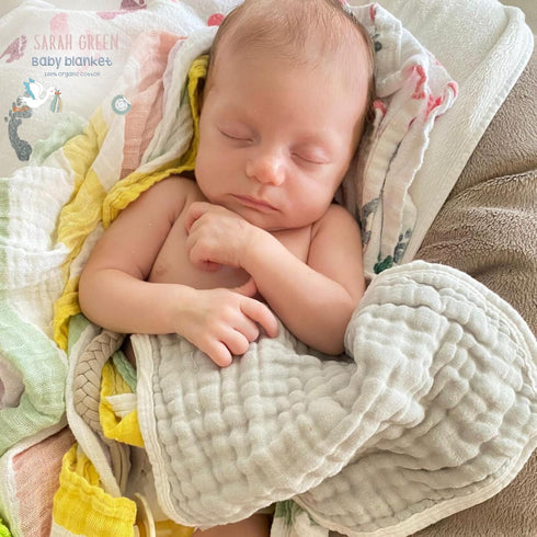 SARAH GREEN Muslin Baby Swaddle Blankets: Soft, breathable cotton for cozy comfort day and night. Perfect for newborns sensitive skin Organic Cott...